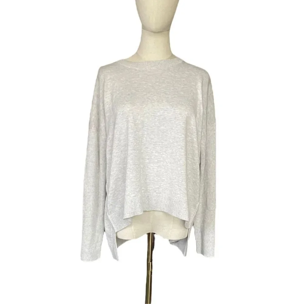 Athleta Highland Crossback Sweater Heather Grey Silk Blend Sz Medium     - Picture 3 of 12